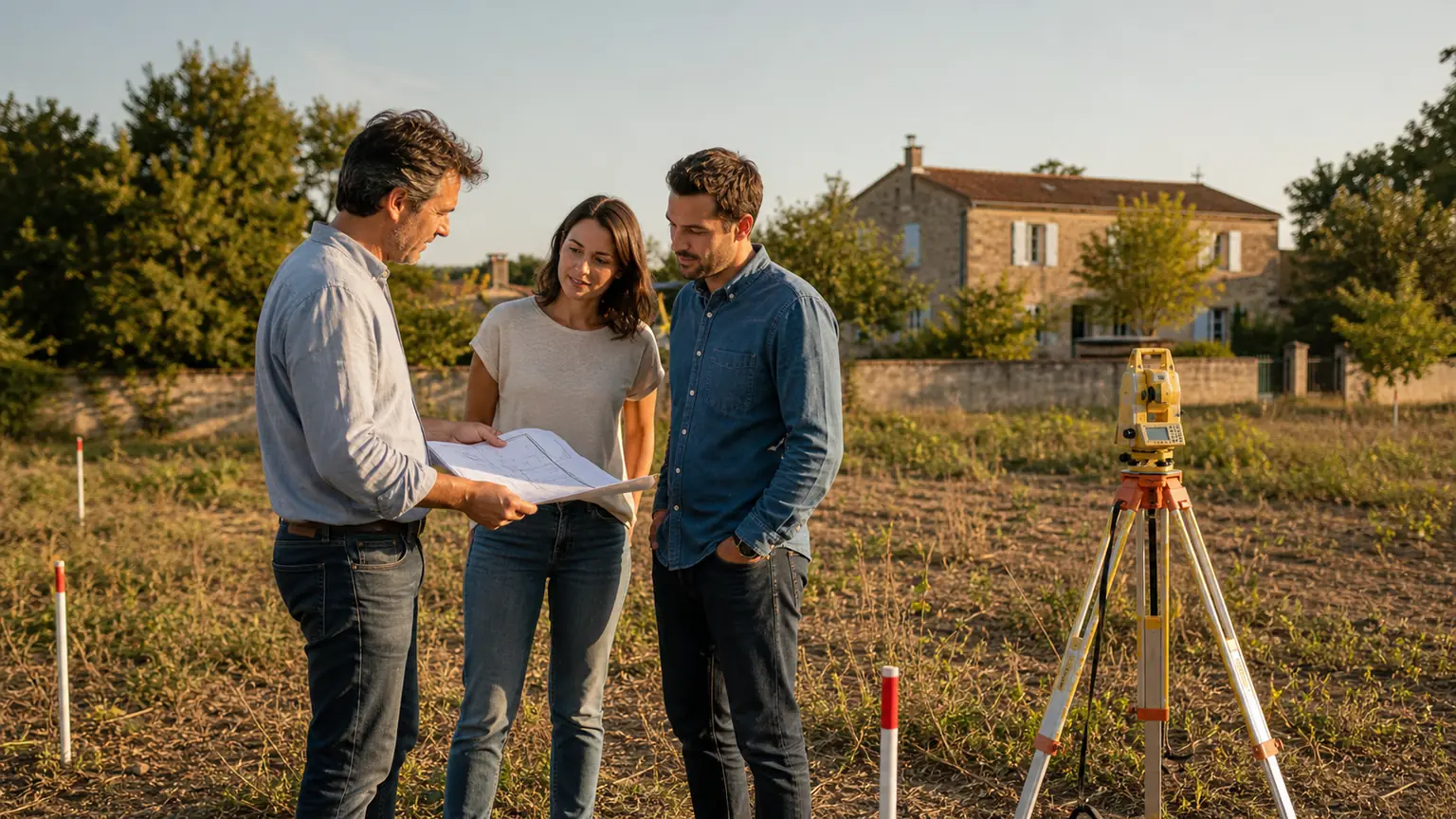 Achat d'un terrain, dossier pratique sur transformer le projet de construction en critères, terrain isolé ou lotissement et inspecter le sol, les risques et les droits attachés.