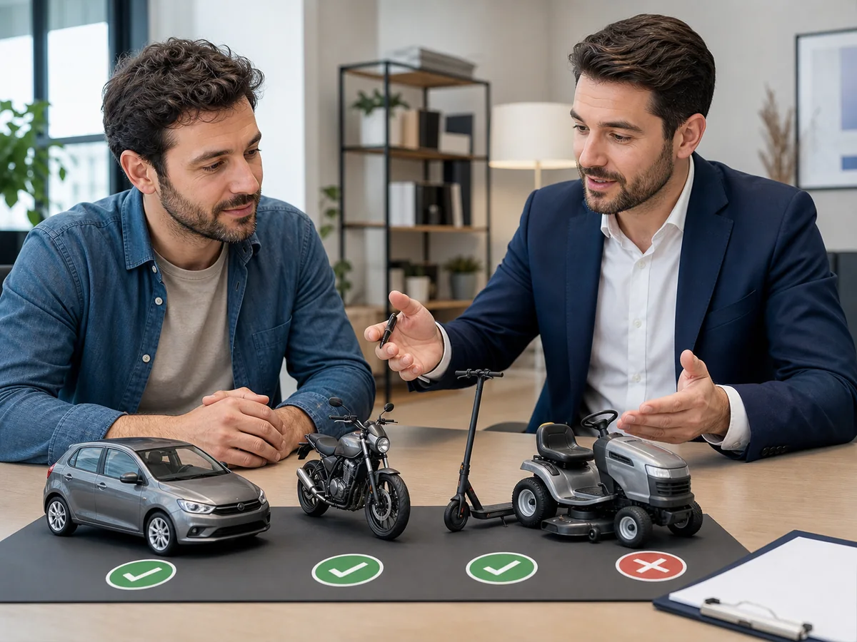 Assurance automobile (véhicule) — Ce qui doit être assuré : un véhicule terrestre à moteur est un engin qui se déplace grâce à un moteur et circule sur le sol.