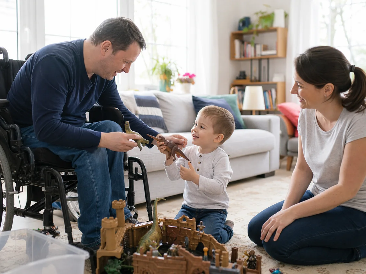 Handicap : allocations (AAH, AEEH, ...) et aides — Des besoins familiaux parfois oubliés : la PCH parentalité accompagne un parent en situation de handicap dans les gestes nécessaires auprès de son enfant.