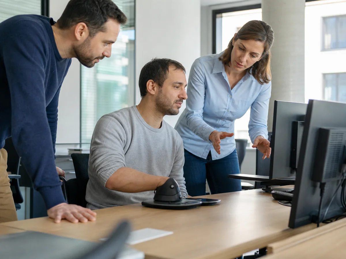 Obtenir un poste réellement accessible : L’employeur doit mettre en place les aménagements nécessaires pour accéder à l’emploi, le conserver ou évoluer… — dossier Handicap et emploi dans le secteur privé.