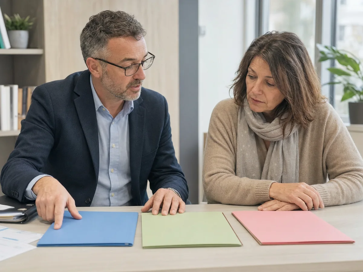 Une scène documentaire illustre « Trois situations, trois droits possibles » dans le dossier Pensions de réversion, d'invalidité et d'orphelin au décès d'un salarié.