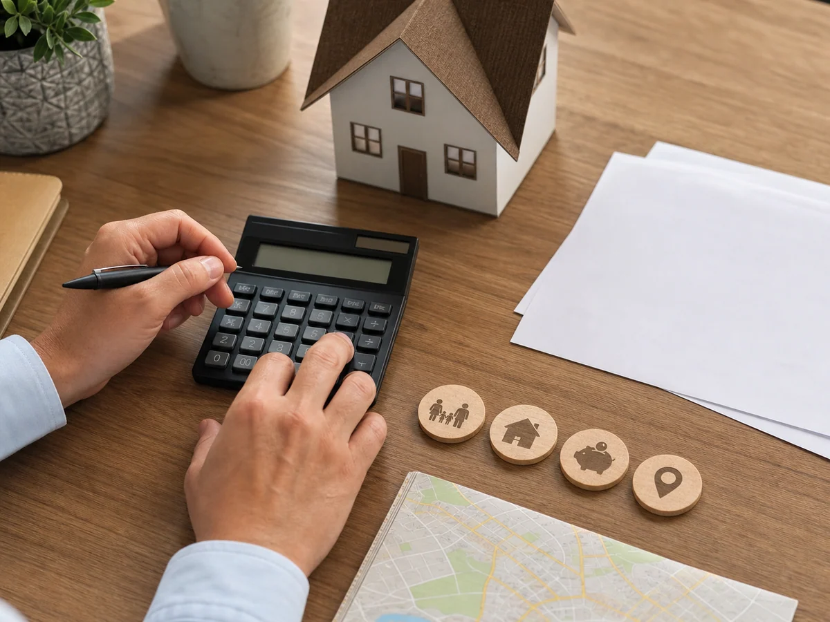 Une personne calcule un prêt à taux zéro à partir de quatre éléments d’un projet immobilier.