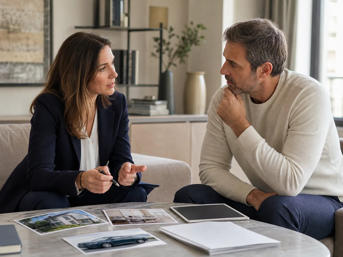 Saisies et recouvrements, à l’étape « Biens meubles, véhicule et logement » : la saisie-vente commence par des actes du commissaire de justice et peut conduire à l’inventaire puis à la vente.