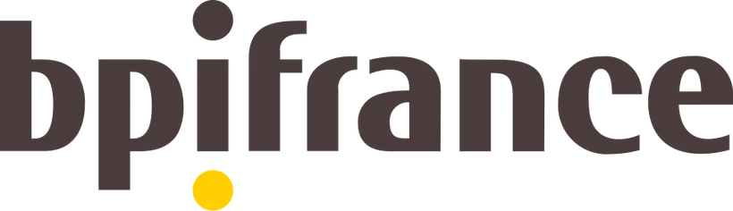 Aides financières et prêt de trésorerie pour les commerces — logo officiel de Bpifrance aux lettres sombres et point jaune.