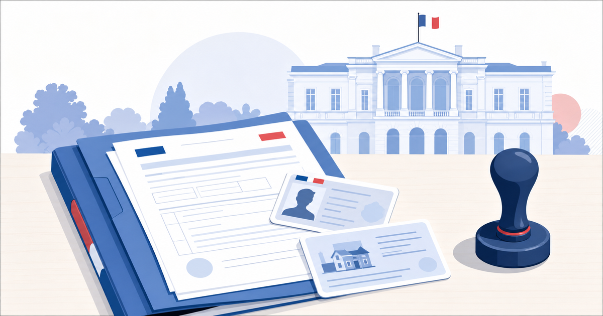 Illustration pédagogique du droit au compte : formulaire, pièce d'identité et Banque de France