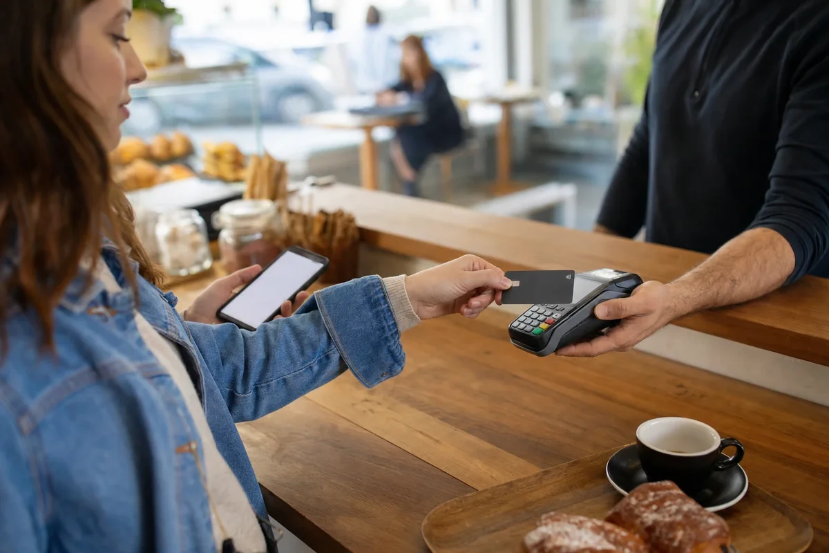 Paiement sans contact et gestion d'un compte via application mobile (scène générique)